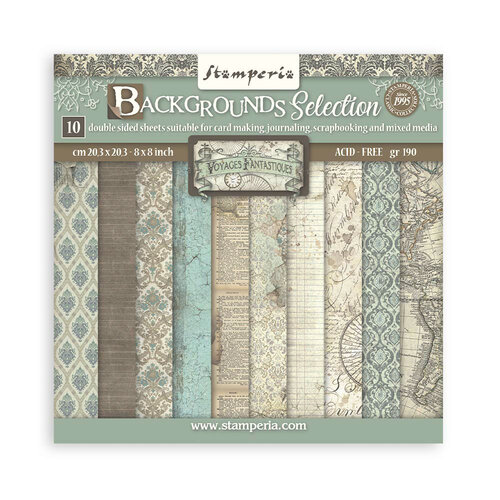 Stamperia - Voyages Fantastiques Collection - 8 x 8 Paper Pad - Backgrounds