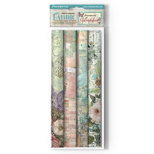 Stamperia - Wonderland Collection - Fabric Sheets - 4 Pack