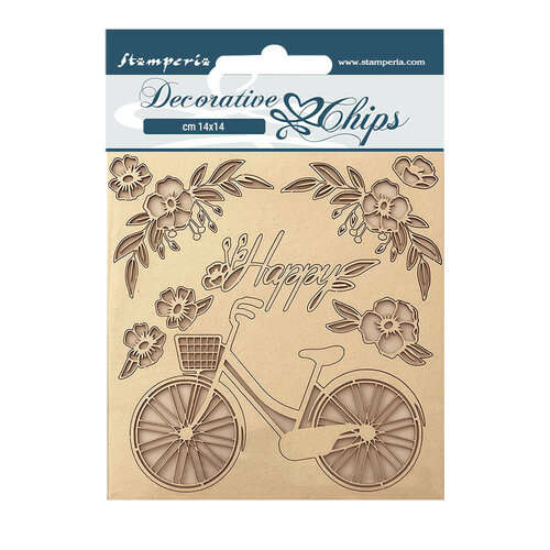 Stamperia - Welcome Home Collection - Create Happiness - Embellishments - Decorative Chips - Bicycle