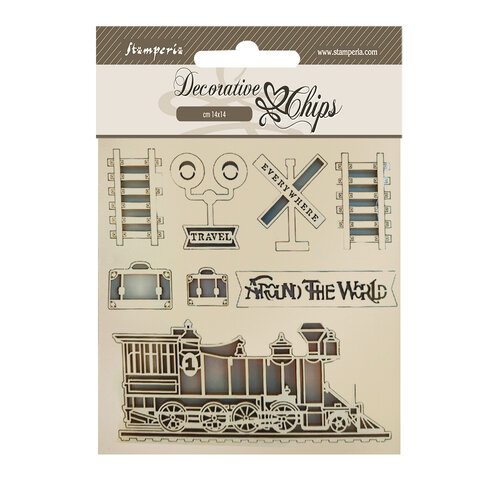 Stamperia - Around The World Collection - Decorative Chips - Train