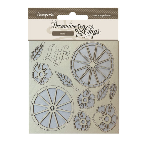 Stamperia - Blue Land Collection - Decorative Chips - Life Wheels