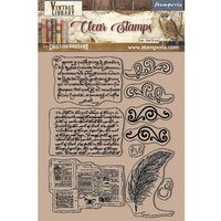 Stamperia - Vintage Library Collection - Clear Acrylic Stamps - Calligraphy