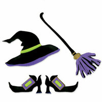 Sizzix - Originals Die - Die Cutting Template - Large - Halloween - Witch Hat Broom and Shoes, CLEARANCE