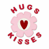 Sizzix - True Love Collection - Bigz Die - Die Cutting Template - Hugs and Kisses Phrase with Flowers, CLEARANCE