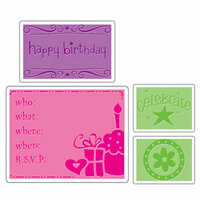 Sizzix - Textured Impressions - Embossing Folders - Birthday Set, CLEARANCE
