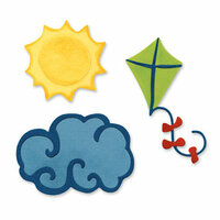 Sizzix - Sizzlits Die - Vacation Collection - Die Cutting Template - Medium - 3 Pack - Cloud Kite and Sun, CLEARANCE