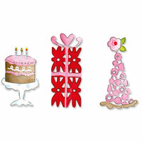 Sizzix - Sizzlits Decorative Strip Die - Birthday Collection - Die Cutting Template - Cake Gift and Party Hat, CLEARANCE