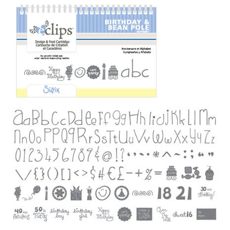 Sizzix - EClips - Electronic Shape Cutting System - Cartridge - Birthday and Bean Pole Alphabets