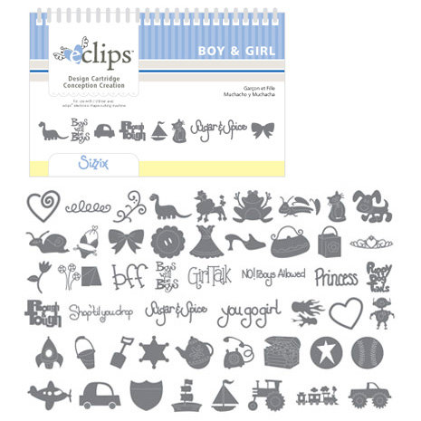 Sizzix - EClips - Electronic Shape Cutting System - Cartridge - Boy and Girl