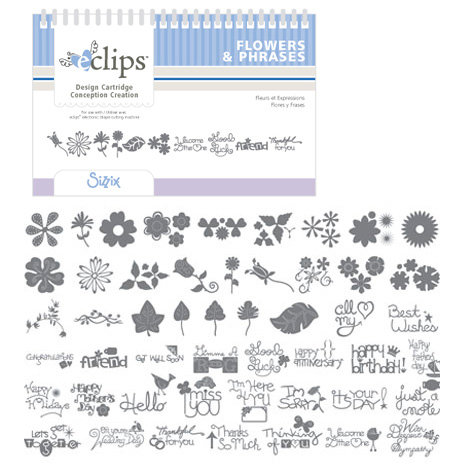 Sizzix - EClips - Electronic Shape Cutting System - Cartridge - Flowers and Phrases