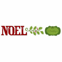Sizzix - Sizzlits Decorative Strip Die - Christmas Collection - Die Cutting Template - Phrase - Noel with Holly and Frame, CLEARANCE