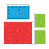 Sizzix - Textured Impressions - Build-A-Bear Workshop Collection - Embossing Folders - Happy Bearthday Set