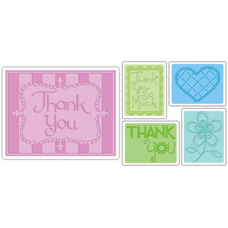 Sizzix - Textured Impressions - Embossing Folders - Thank You Set 3