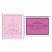 Sizzix - Textured Impressions - Embossing Folders - Chandelier and Thank You Set