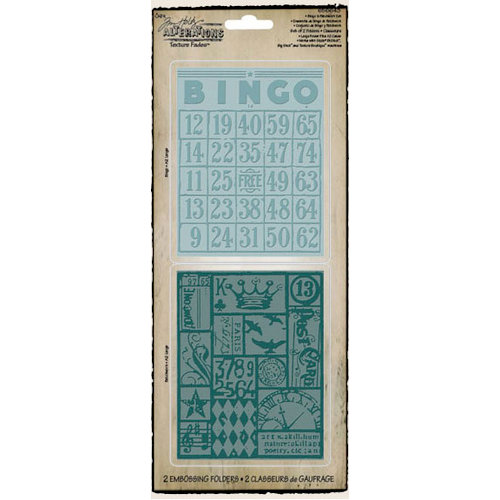 Sizzix - Tim Holtz - Texture Fades - Alterations Collection - Embossing Folders - Bingo and Patchwork Set