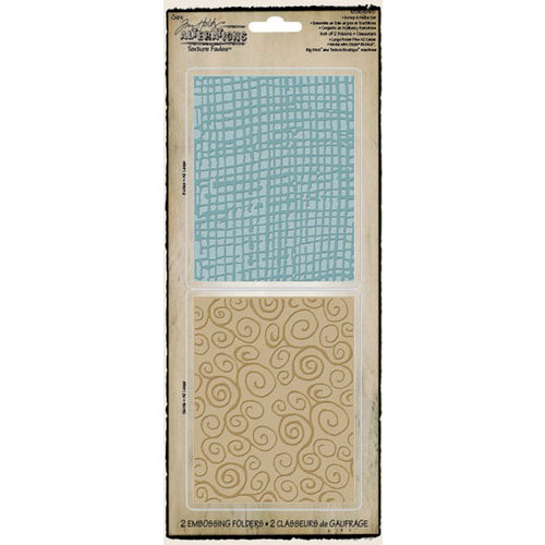 Sizzix - Tim Holtz - Texture Fades - Alterations Collection - Embossing Folders - Burlap and Swirls Set