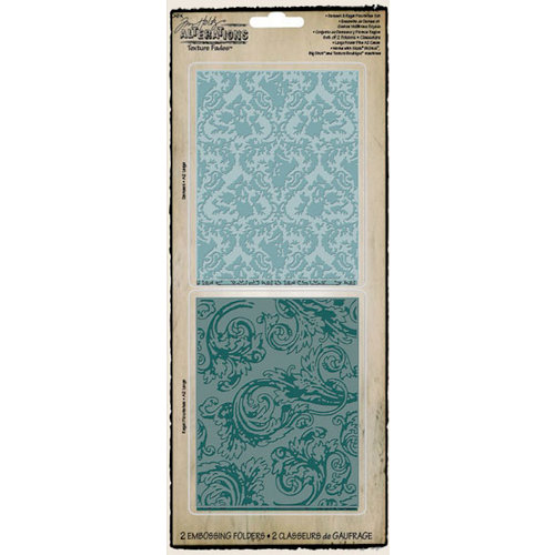 Sizzix - Tim Holtz - Texture Fades - Alterations Collection - Embossing Folders - Damask and Regal Flourishes Set