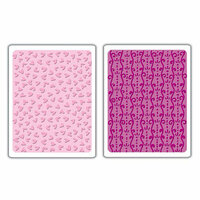 Sizzix - Textured Impressions - Embossing Folders - Curlique and Hearts Set