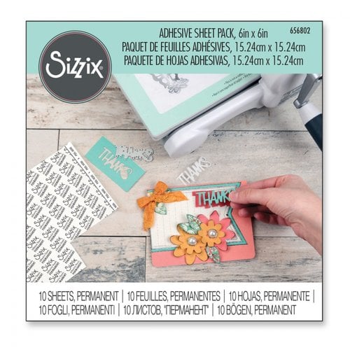 Sizzix - 6 x 6 Adhesive Sheet Pack - Permanent - 10 Sheets