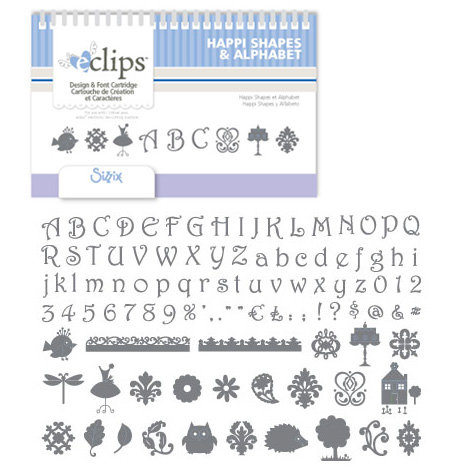 Sizzix - EClips - Electronic Shape Cutting System - Cartridge - Happi Shapes and Alphabet