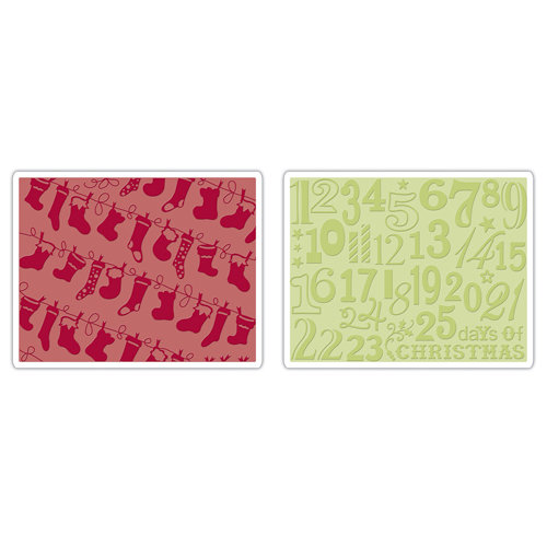 Sizzix - Textured Impressions - Embossing Folders - Christmas Stockings Set