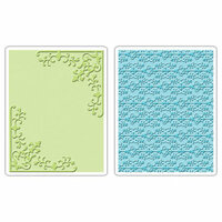 Sizzix - Textured Impressions - Embossing Folders - Corners and Damask Set