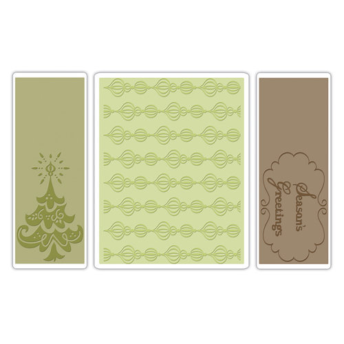 Sizzix - Textured Impressions - Christmas - Embossing Folders - Season's Greetings Set