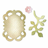 Sizzix - Originals Die - Jewelry - Die Cutting Template - Medium - Frame, Leaves and Flower