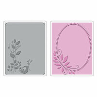 Sizzix - Textured Impressions - Stationery Collection - Embossing Folders - Birds and Wreath Set