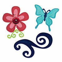 Sizzix - Sizzlits Die - Party Essentials Collection - Die Cutting Template - Medium - Butterfly, Flower and Swirl Set