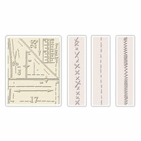 Sizzix - Tim Holtz - Texture Fades - Alterations Collection - Embossing Folders - Pattern and Stitches Set