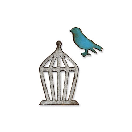 Sizzix - Tim Holtz - Alterations Collection - Movers and Shapers Die - Mini Bird and Cage Set