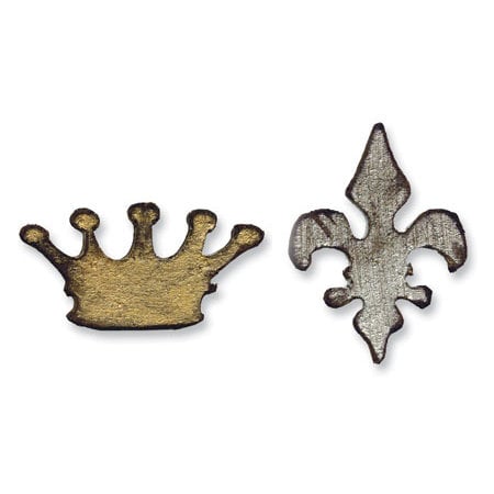 Sizzix - Tim Holtz - Alterations Collection - Movers and Shapers Die - Mini Crown and Fleur Set