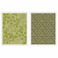 Sizzix - BasicGrey - Textured Impressions - Figgy Pudding Collection - Embossing Folders - Dots and Flowers Set 2