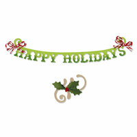 Sizzix - Sizzlits Decorative Strip Die - Phrase, Happy Holidays with Holly Flourish