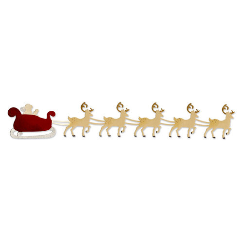 Sizzix - Sizzlits Decorative Strip Die - Die Cutting Template - Santa Sleigh with Reindeer