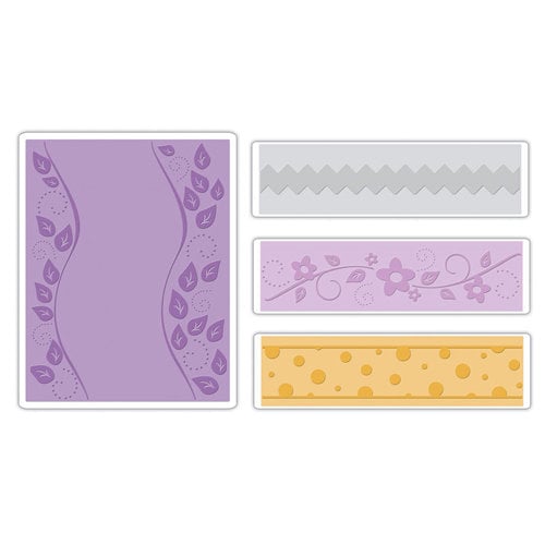 Sizzix - Textured Impressions - It's a Wrap Collection - Embossing Folders - Dots, Flowers and Rick-Rack Set