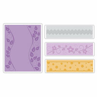 Sizzix - Textured Impressions - It's a Wrap Collection - Embossing Folders - Dots, Flowers and Rick-Rack Set