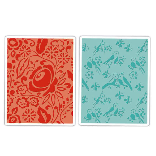 Sizzix - Textured Impressions - Decorative Accents Collection - Embossing Folders - Birds and Blooms Set