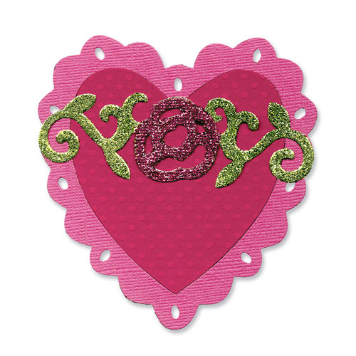 Sizzix - Vintage Valentine Collection - Bigz Die - Heart, Scallop with Roses