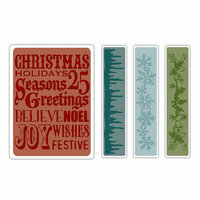 Sizzix - Tim Holtz - Texture Fades - Alterations Collection - Embossing Folders - Christmas Background and Borders Set