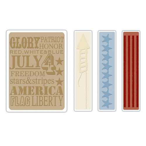 Sizzix - Tim Holtz - Texture Fades - Alterations Collection - Embossing Folders - Americana Background and Borders Set