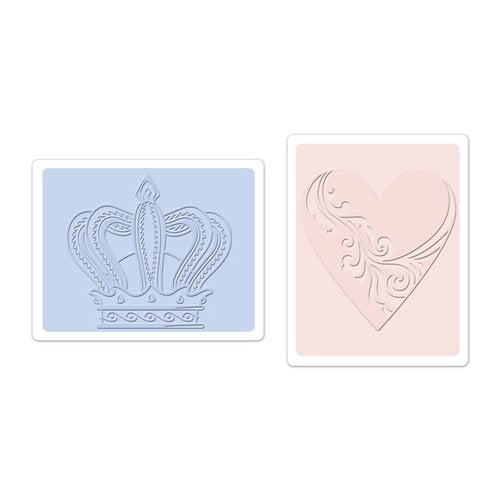 Sizzix - Textured Impressions - Embossing Folders - Crown and Heart Set