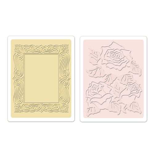 Sizzix - Textured Impressions - Embossing Folders - Roses and Frame Set