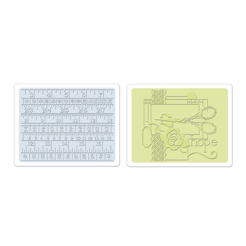 Sizzix - Textured Impressions - Embossing Folders - Sewing and Measuring Tape Set