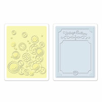 Sizzix - Textured Impressions - Embossing Folders - Vintage Buttons Set