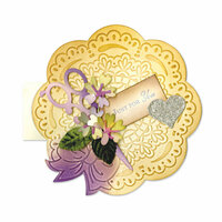 Sizzix - Bigz Die - Vintage Cardmaking Collection - Extra Long Die Cutting Template - Card, Circle Scallop and Bow