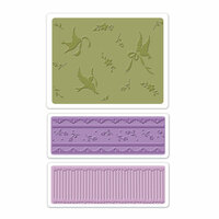 Sizzix - Textured Impressions - Vintage Cardmaking Collection - Embossing Folders - Birds and Lace Set