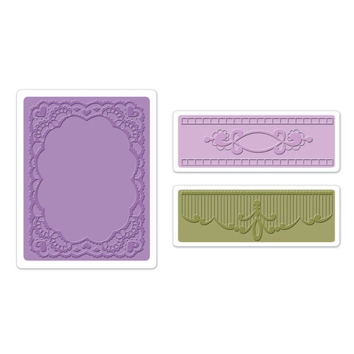 Sizzix - Textured Impressions - Vintage Cardmaking Collection - Embossing Folders - Oval Lace Set
