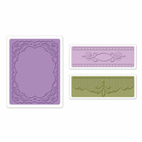 Sizzix - Textured Impressions - Vintage Cardmaking Collection - Embossing Folders - Oval Lace Set